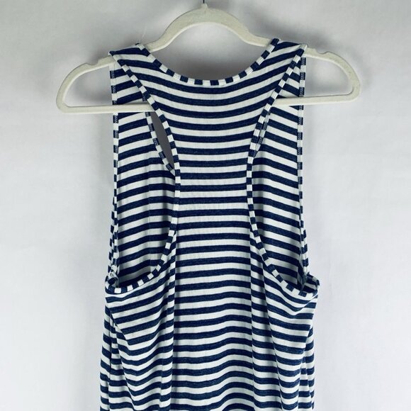 Tommy Bahama Maxi Dress Large? Blue White Stripe Coastal Resort Cruise Pockets - Picture 8 of 11